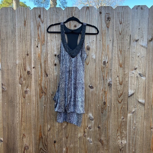 City studio black white beaded mini dress‎ size small snake y2k club party - Picture 5 of 8